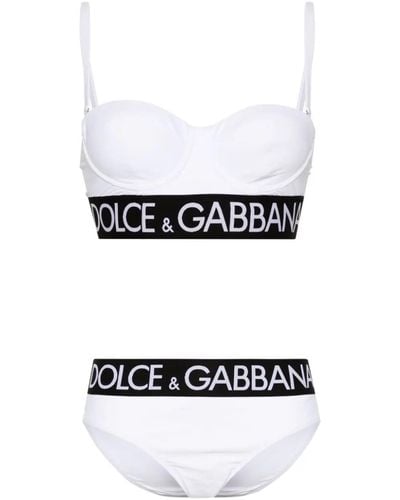 Dolce & Gabbana Set bikini con logo DG - Bianco