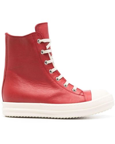 Rick Owens Red Washed Trainers