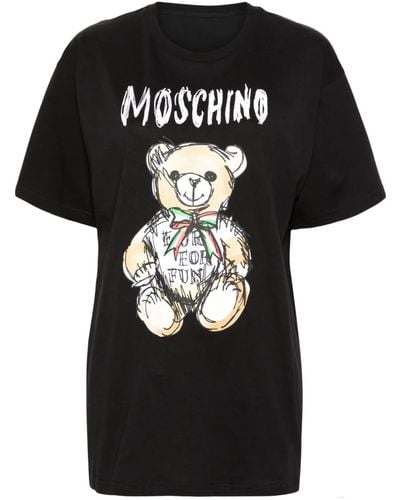 Moschino T-shirt Drawn Teddy Bear - Black