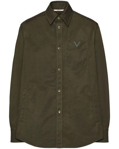 Valentino Garavani Giacca camicia con v detail gommata - Verde