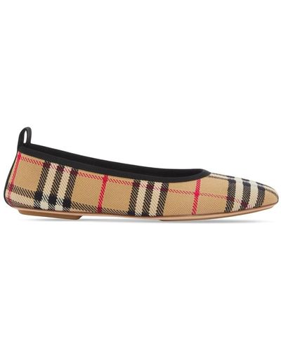 Burberry Check Motif Ballet Flats - White