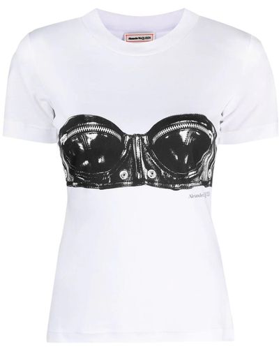 Alexander McQueen T-shirt biker bra - Bianco