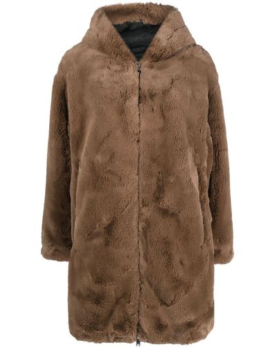 Moose Knuckles Faux-fur Hooded Coat - Brown