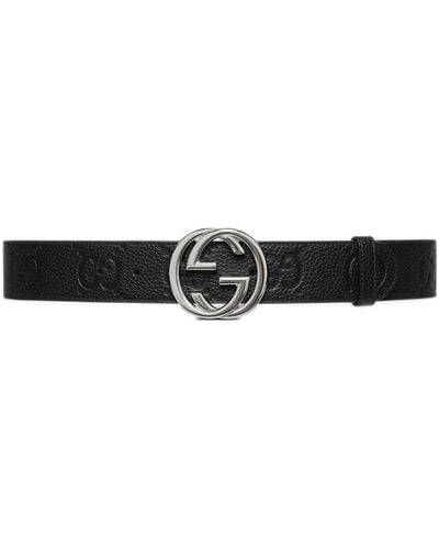 Gucci Cintura Larga Con Fibbia Incrocio gg - Black
