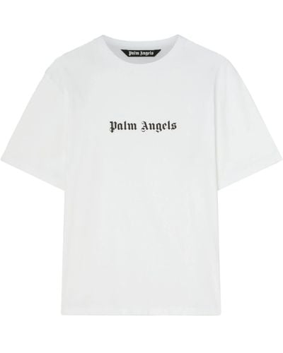 Palm Angels Weißes T -Shirt mit Logoschriften - Bianco