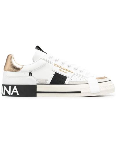 Dolce & Gabbana Sneaker custom 2.Zero in pelle di vitello con dettagli a contrasto - Bianco