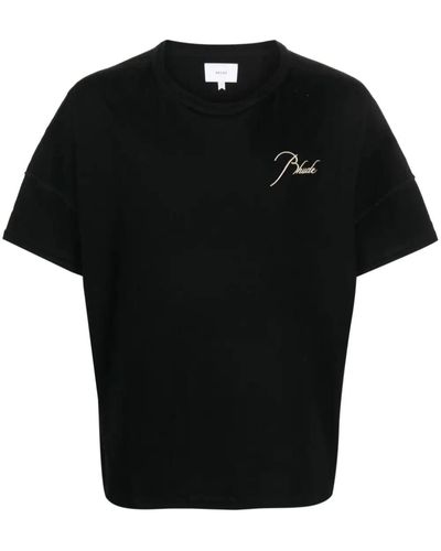 Rhude Logo-embroidered Cotton-jersey T-shirt - Black