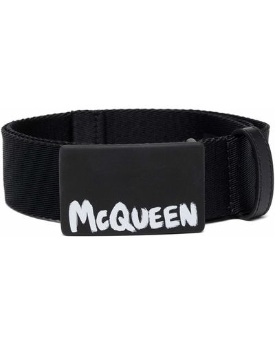 Alexander McQueen Graffiti Leather Belt - Black