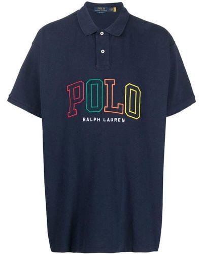 Polo Ralph Lauren Embroidered-logo Cotton Polo Shirt - Blue
