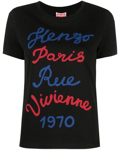 KENZO Slogan-print Cotton T-shirt - Black