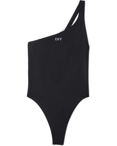 Off-White c/o Virgil Abloh Off- Logo One Shoulder Swimsuit - Black