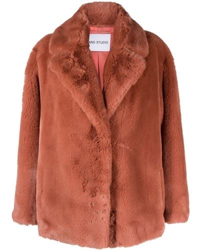 Stand Studio Faux-fur Notched-lapels Jacket - Brown