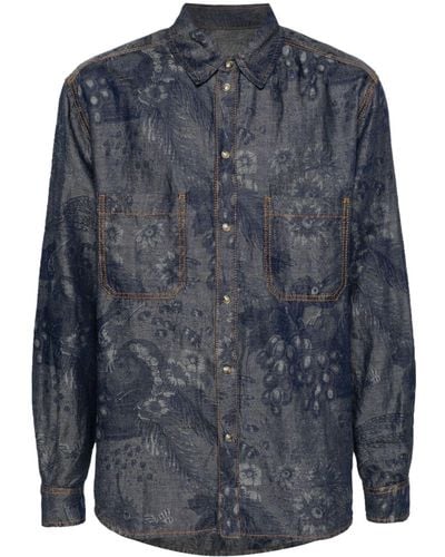 Etro Camicia denim con motivo jacquard - Blu