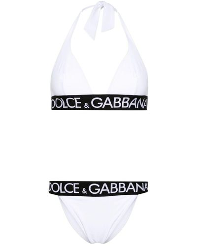 Dolce & Gabbana Logo-strap Triangle-cup Bikini - White