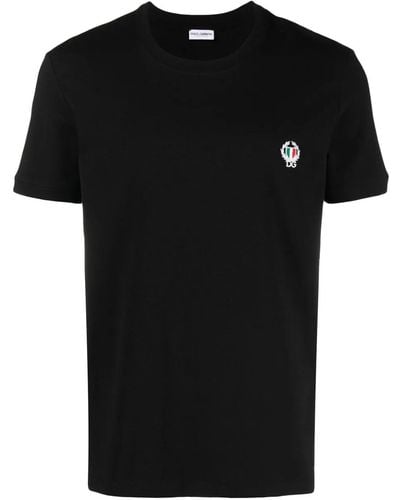 Dolce & Gabbana Logo-embroidered T-shirt - Black