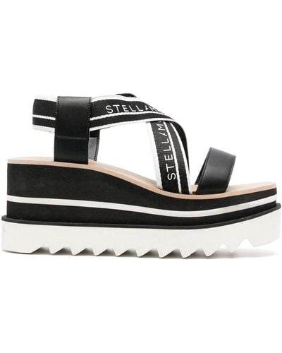 Stella McCartney Sneak Elyse Striped Platform Sandals - Black