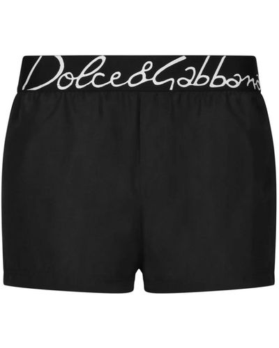 Dolce & Gabbana Costume da bagno con banda logo - Nero