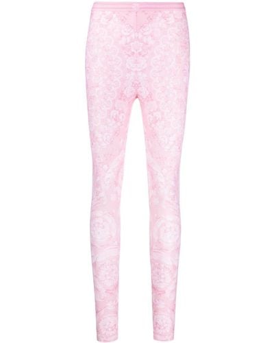 Versace Barocco-Print Jersey Leggings - Pink