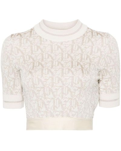 Palm Angels Maglione in maglia monogram - Bianco