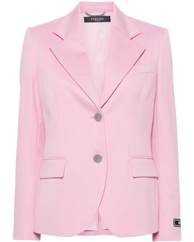Versace Single-breasted Virgin Wool Blazer - Pink