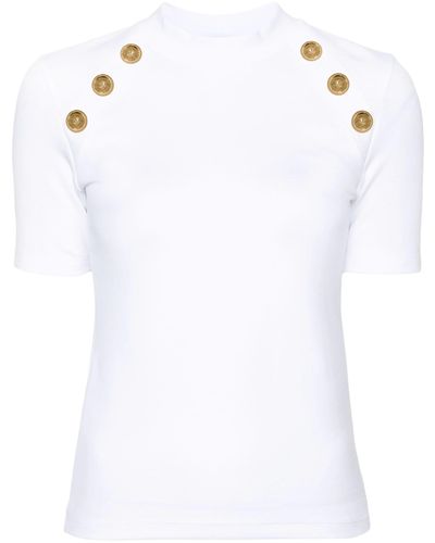 Balmain T-shirt con abbottonatura decorativa - Bianco
