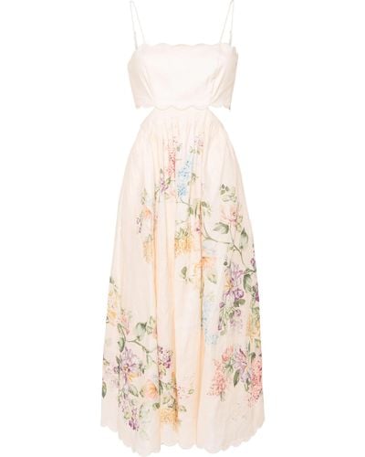 Zimmermann Halliday Floral-Print Dress - Natural