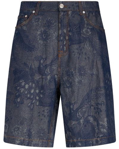 Etro Jacquard Denim Bermuda Shorts - Blue