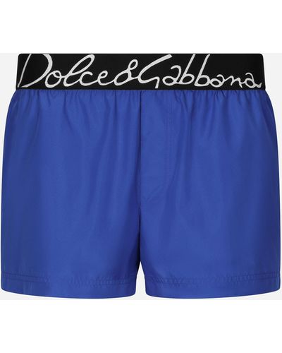 Dolce & Gabbana Costume da bagno corto con banda logata - Blu