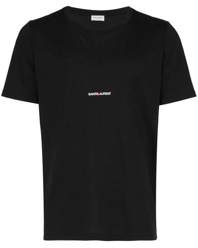 Saint Laurent Tshirt in cotone con logo - Nero