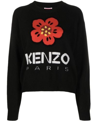 KENZO Boke Flower-motif wool jumper - Nero