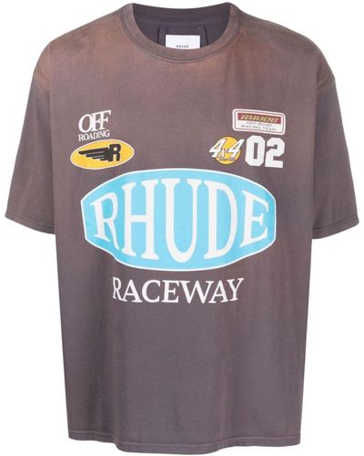 Rhude Graphic-print Cotton T-shirt - Grey