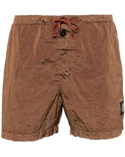 Stone Island Compass-patch Swim Shorts - Brown