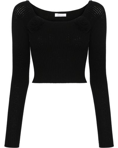 Blumarine Crop Top Con Roe - Black