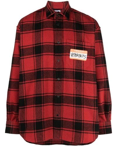 Vetements Hello My Name Is Cotton Shirt - Red