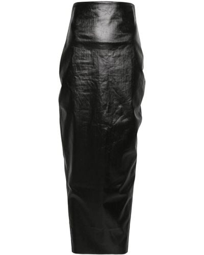 Rick Owens Dirt pillar in denim stretch spalmato nero