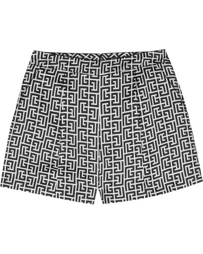 Balmain Shorts Con Monogramma - Black