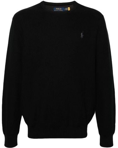 Polo Ralph Lauren Embroidered-logo Cotton Jumper - Black
