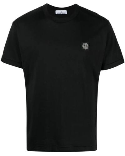 Stone Island Tone Island Logo Cotton T-shirt - Black
