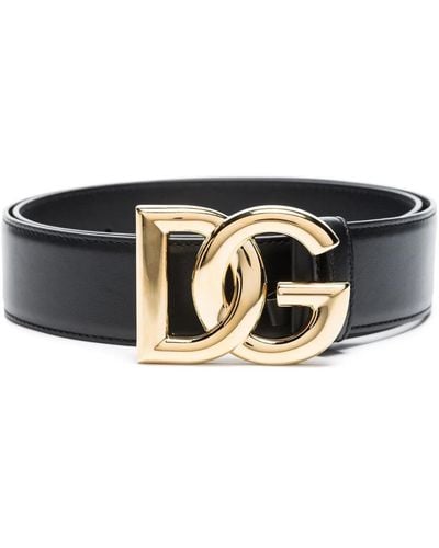 Dolce & Gabbana Cintura In Pelle Con Fibbia Logo - Nero