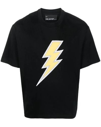 Neil Barrett T-shirt con applicazione Thunderbolt - Nero