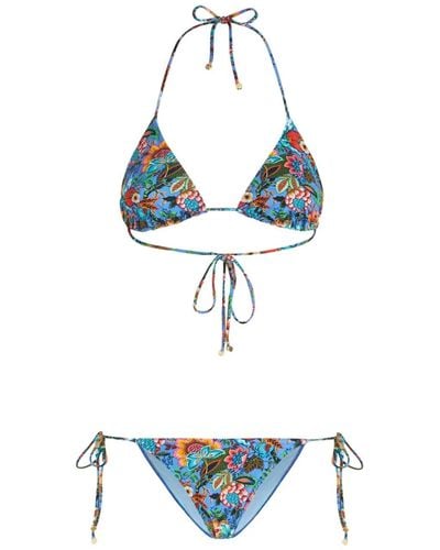 Etro Set bikini Bouquet con stampa - Blu