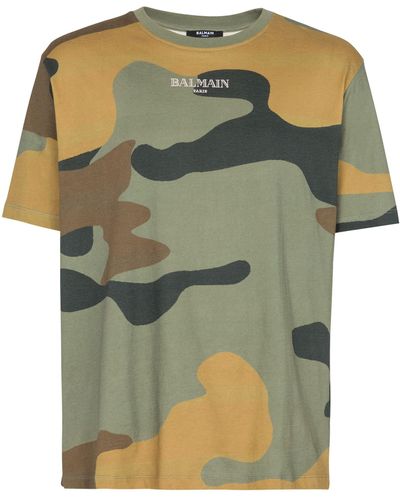 Balmain T-shirt Con Stampa Camouflage - Green