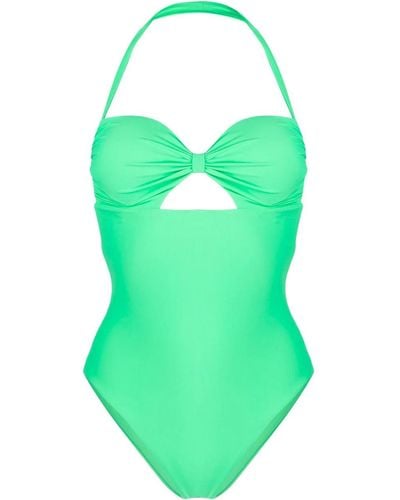 Self-Portrait Twisted Cut-out Swimsuit - Green