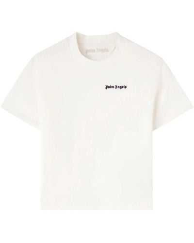 Palm Angels T-Shirt Con Ricamo - Bianco