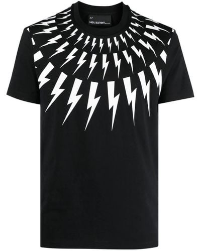 Neil Barrett T-shirt con stampa thunderbolt - Nero