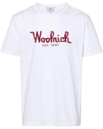 Woolrich T-shirt con ricamo - Bianco