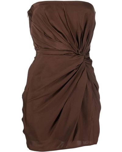 GAUGE81 Hirata Twisted Silk-satin Minidress - Brown
