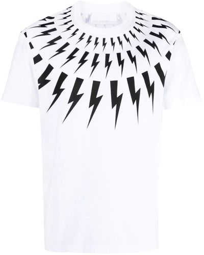 Neil Barrett T-shirt con stampa thunderbolt - Bianco