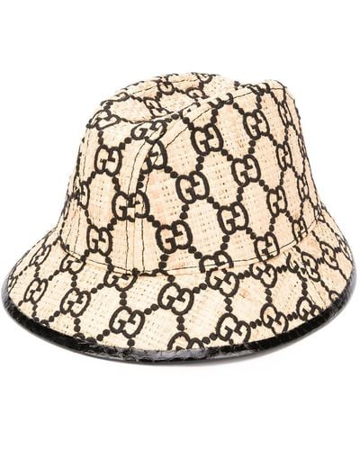 Gucci GG Fedora Hat With Snakeskin - Natural