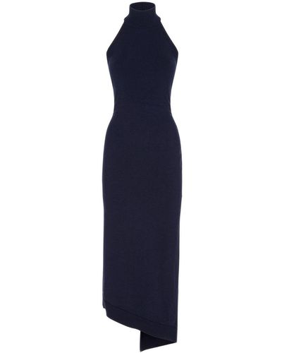 Fendi Asymmetric Wool Knit Dress - Blue